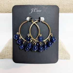 J. Crew Blue & Gold Hoop Earrings NWT